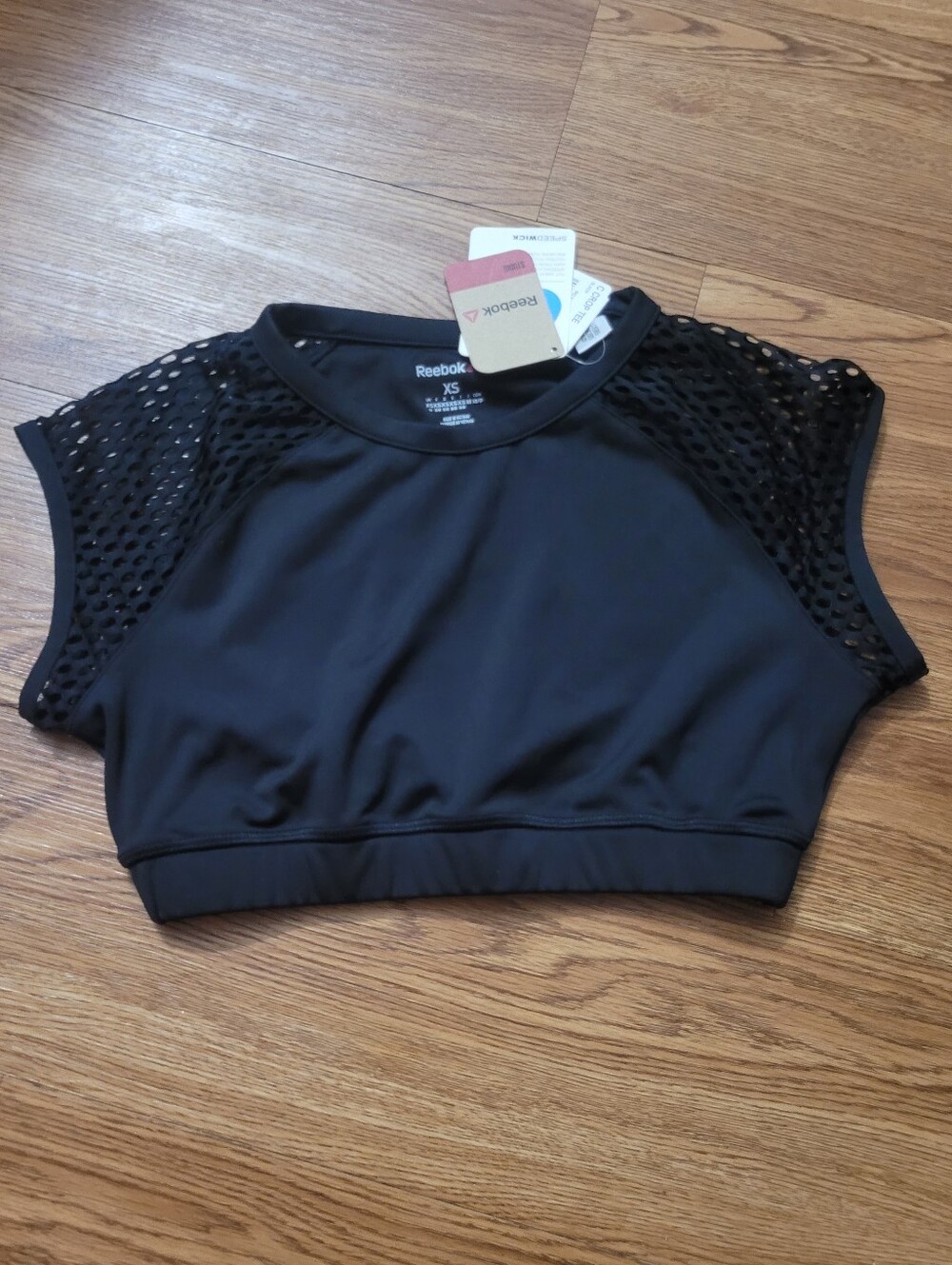 Reebok crop top mesh gym running sporty industrial goth